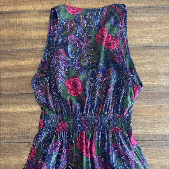 VTG Betsy’s Things Midi Dress Colorful Floral Sleeveless Deep V-Neck Sz Unknown - Picture 10 of 13